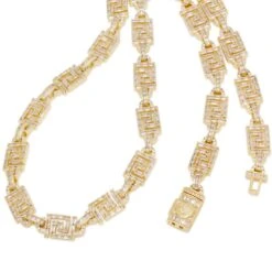 10mm Iced Greek Key Chain -King Ice Shop 10mm iced greek key chain king ice 30547360776367