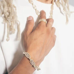 10mm Iced Greek Key Chain -King Ice Shop 10mm iced greek key chain king ice 35113985114287