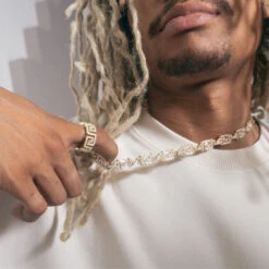 10mm Iced Greek Key Chain -King Ice Shop 10mm iced greek key chain king ice 35114003693743