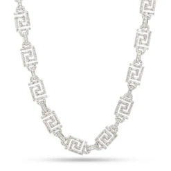 10mm Iced Greek Key Chain -King Ice Shop 10mm iced greek key chain white gold 20 king ice 30584037081263