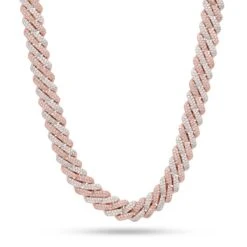 12mm Rose Gold Iced Diamond-Cut Miami Cuban Link Chain