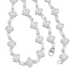 14mm Clustered Princess-Cut Tennis Chain -King Ice Shop 14mm clustered princess cut tennis chain king ice 30549655257263