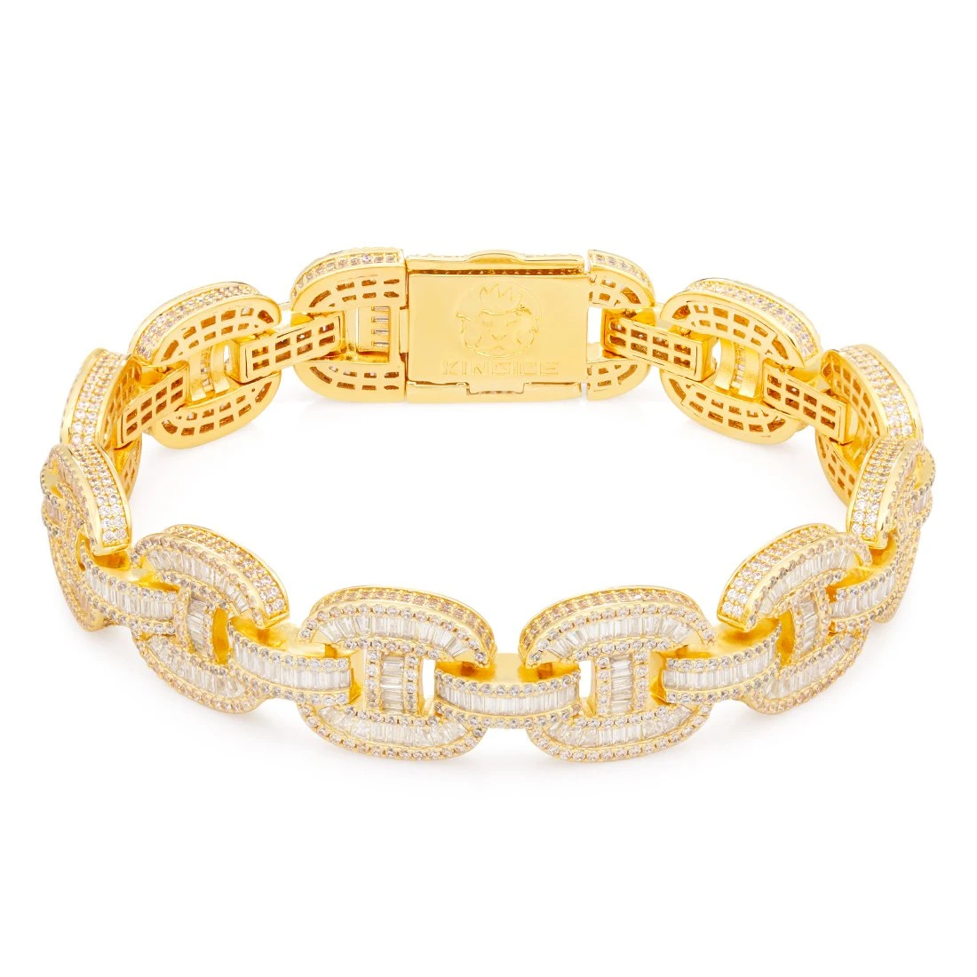 14mm Iced Baguette-Cut G-Link Bracelet 1 14mm Iced Baguette-Cut G-Link Bracelet
