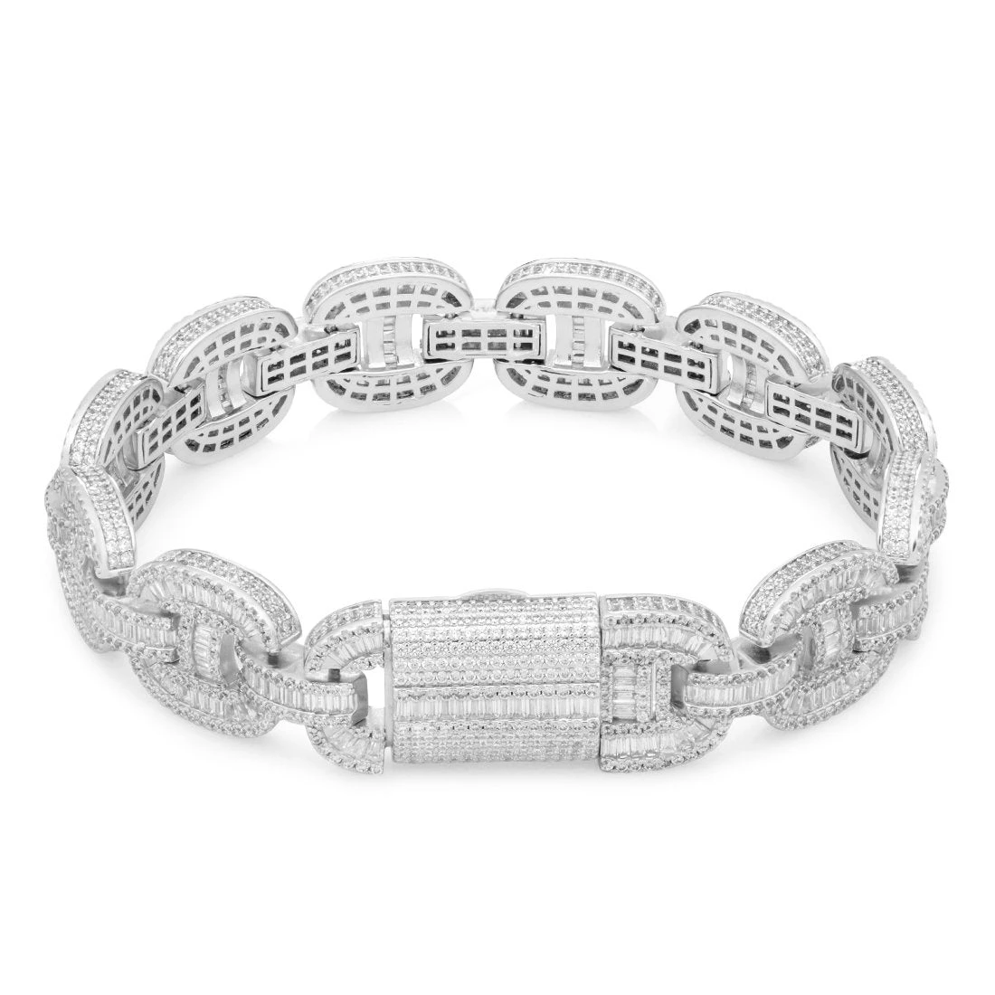 14mm Iced Baguette-Cut G-Link Bracelet 4 14mm Iced Baguette-Cut G-Link Bracelet - Image 4