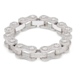 14mm Iced Bike Chain Bracelet 6 14mm Iced Bike Chain Bracelet -King Ice Shop 14mm iced bike chain bracelet white gold 8 king ice 14871426465846