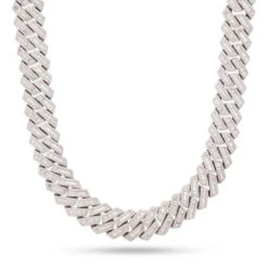 18mm Iced Diamond Cut Baguette Miami Cuban Link Chain -King Ice Shop 18mm iced diamond cut baguette miami cuban chain gold plated white gold 18 king ice 30528556859567