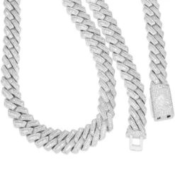 18mm Iced Diamond Cut Baguette Miami Cuban Link Chain -King Ice Shop 18mm iced diamond cut baguette miami cuban chain king ice 30528529006767