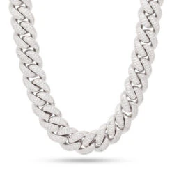 18mm Iced Miami Cuban Link Chain -King Ice Shop 18mm iced miami cuban chain gold plated white gold 18 king ice 30533213257903