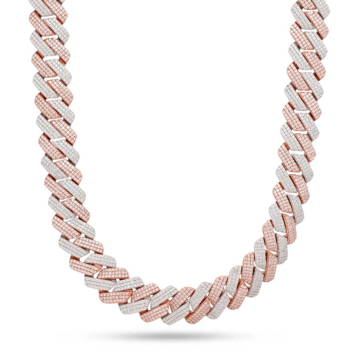 18mm Rose Gold Iced Diamond-Cut Miami Cuban Link Chain 1 18mm Rose Gold Iced Diamond-Cut Miami Cuban Link Chain