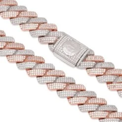 18mm Rose Gold Iced Diamond-Cut Miami Cuban Link Chain 5 18mm Rose Gold Iced Diamond-Cut Miami Cuban Link Chain -King Ice Shop 18mm rose gold iced diamond cut miami cuban chain king ice 32649892593839