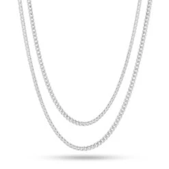 3mm Miami Cuban Link Chain Choker Set -King Ice Shop 3mm miami cuban chain choker set gold plated white gold 18 20 king ice 30543166111919