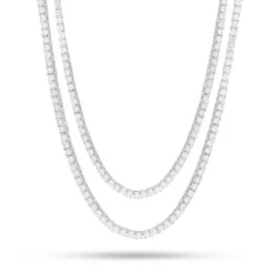 3mm Tennis Chain Choker Set -King Ice Shop 3mm tennis chain choker set gold plated white gold 18 20 king ice 30527049236655