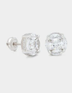 KING ICE Brilliant-Cut Button Stud Earrings