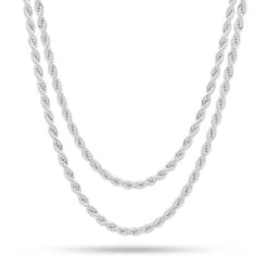 3mm Rope Chain Choker Set 16 3mm Rope Chain Choker Set -King Ice Shop 4mm rope chain choker set gold plated white gold 18 20 king ice 30565248696495