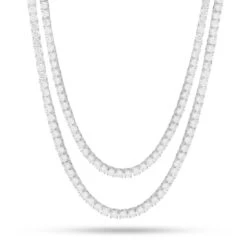4mm Tennis Chain Choker Set 16 4mm Tennis Chain Choker Set -King Ice Shop 4mm tennis chain choker set gold plated white gold 18 20 king ice 30591901597871