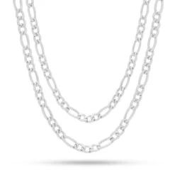 5mm Figaro Chain Choker Set -King Ice Shop 5mm figaro chain choker set gold plated white gold 18 20 king ice 22677391605935
