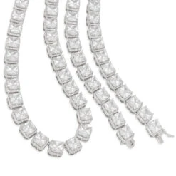 5mm Princess-Cut Tennis Chain -King Ice Shop 5mm princess cut tennis chain gold plated white gold 22 king ice 30528063733935