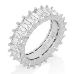 6mm Baguette Ring 9 6mm Baguette Ring -King Ice Shop 6mm baguette ring sterling silver white gold 7 king ice 36122645561519