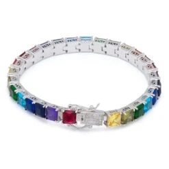 6mm Princess-Cut Spectrum Tennis Bracelet -King Ice Shop 6mm princess cut spectrum tennis bracelet king ice 14870653206582