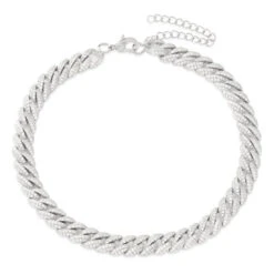 8mm Iced Miami Cuban Link Choker Chain -King Ice Shop 8mm iced miami cuban choker chain gold plated white gold adjustable king ice 30923400085679