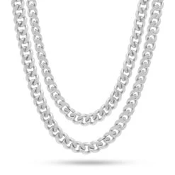 8mm Miami Cuban Link Chain Choker Set -King Ice Shop 8mm miami cuban chain choker set gold plated white gold 18 20 king ice 30567229718703