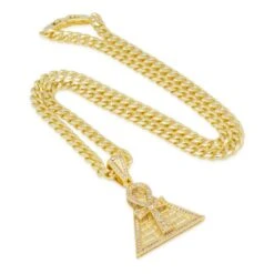 Ankh Key Pyramid Necklace -King Ice Shop ankh pyramid necklace 14k gold 1 6 king ice 14869869953078