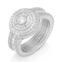 Baguette-Cut Cluster Ring -King Ice Shop baguette cut cluster ring sterling silver white gold 7 king ice 30583260381359