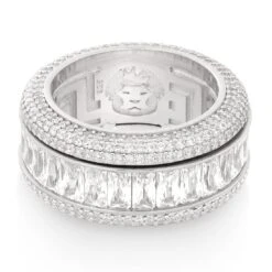Baguette-Cut Icy Spinner Ring -King Ice Shop baguette cut icy spinner ring king ice 37387977097391
