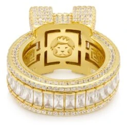 Baguette-Cut Platform Ring -King Ice Shop baguette cut platform ring king ice 30592873070767