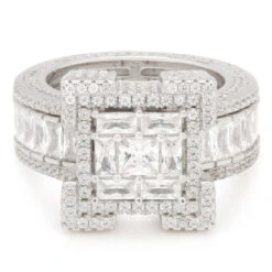 Baguette-Cut Platform Ring -King Ice Shop baguette cut platform ring king ice 30592964100271