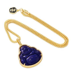Blue Lapis Buddha Necklace -King Ice Shop blue lapis buddha necklace 14k gold 1 4 king ice 36578734506159