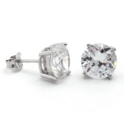 Brilliant-Cut Stud Earrings 8 Brilliant-Cut Stud Earrings -King Ice Shop brilliant cut stud earrings solid gold white gold 5mm king ice 30524978495663