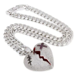 Broken Heart Necklace -King Ice Shop broken heart necklace king ice 30530897576111