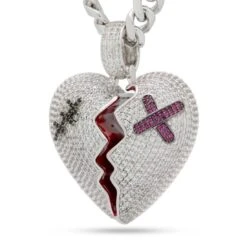 Broken Heart Necklace -King Ice Shop broken heart necklace white gold 2 king ice 30533276270767
