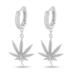 Cannabis Leaf Hanging Earrings 8 Cannabis Leaf Hanging Earrings -King Ice Shop cannabis leaf hanging earrings white gold sterling silver 1 3 king ice 34600736653487