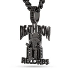 Death Row Records X King Ice - Iced Logo Necklace -King Ice Shop death row records x king ice iced logo necklace gold plated black gold 2 3 king ice 35638341796015