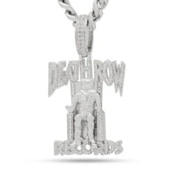 Death Row Records X King Ice - Iced Logo Necklace -King Ice Shop death row records x king ice iced logo necklace white gold 2 3 king ice 30557462790319