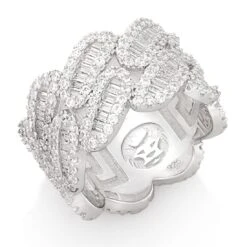 Diamond-Cut Miami Cuban Link Ring -King Ice Shop diamond cut miami cuban link ring sterling silver white gold 7 king ice 37343517474991