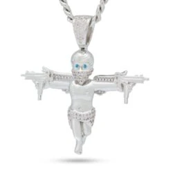 Dual Uzi Angel Necklace -King Ice Shop dual uzi angel necklace white gold 2 1 king ice 30527342641327