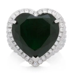 Emerald Heart Ring -King Ice Shop emerald heart ring king ice 17326037925942