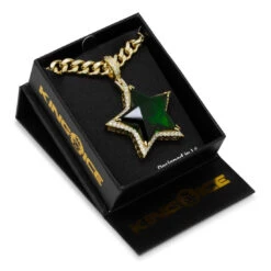 Emerald Star Necklace -King Ice Shop emerald star necklace 14k gold 2 2 king ice 30549031649455