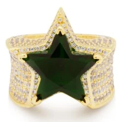 Emerald Star Ring 6 Emerald Star Ring -King Ice Shop emerald star ring king ice 30547254378671