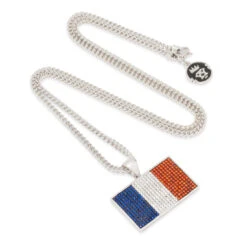 Flag Of France Necklace -King Ice Shop flag of france necklace white gold 1 3 king ice 36661772320943