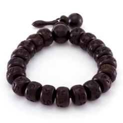 Flattened Chinese Wood Beaded Bracelet