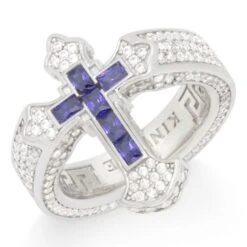 Fleur De Lis Cross Ring -King Ice Shop fleur de lis cross ring king ice 35623686242479