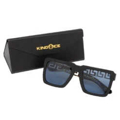 Olympic Greek Blue Sunglasses -King Ice Shop greek key shades with glossy black square frame blue tint lenses king ice 14876804481078