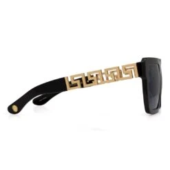 Olympic Greek Blue Sunglasses -King Ice Shop greek key shades with glossy black square frame blue tint lenses king ice 14876822077494