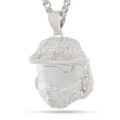 Halo X King Ice - Master Chief Helmet II Necklace 12 Halo X King Ice - Master Chief Helmet II Necklace -King Ice Shop halo x king ice master chief helmet necklace ii white gold 2 2 king ice 35460158029999