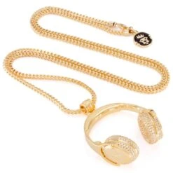 Headphones Necklace -King Ice Shop headphones necklace 14k gold 1 7 king ice 14891178393654