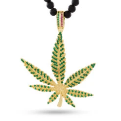 High Rise Cannabis Leaf Necklace -King Ice Shop high rise cannabis leaf necklace 14k gold gold plated 2 king ice 34601518792879